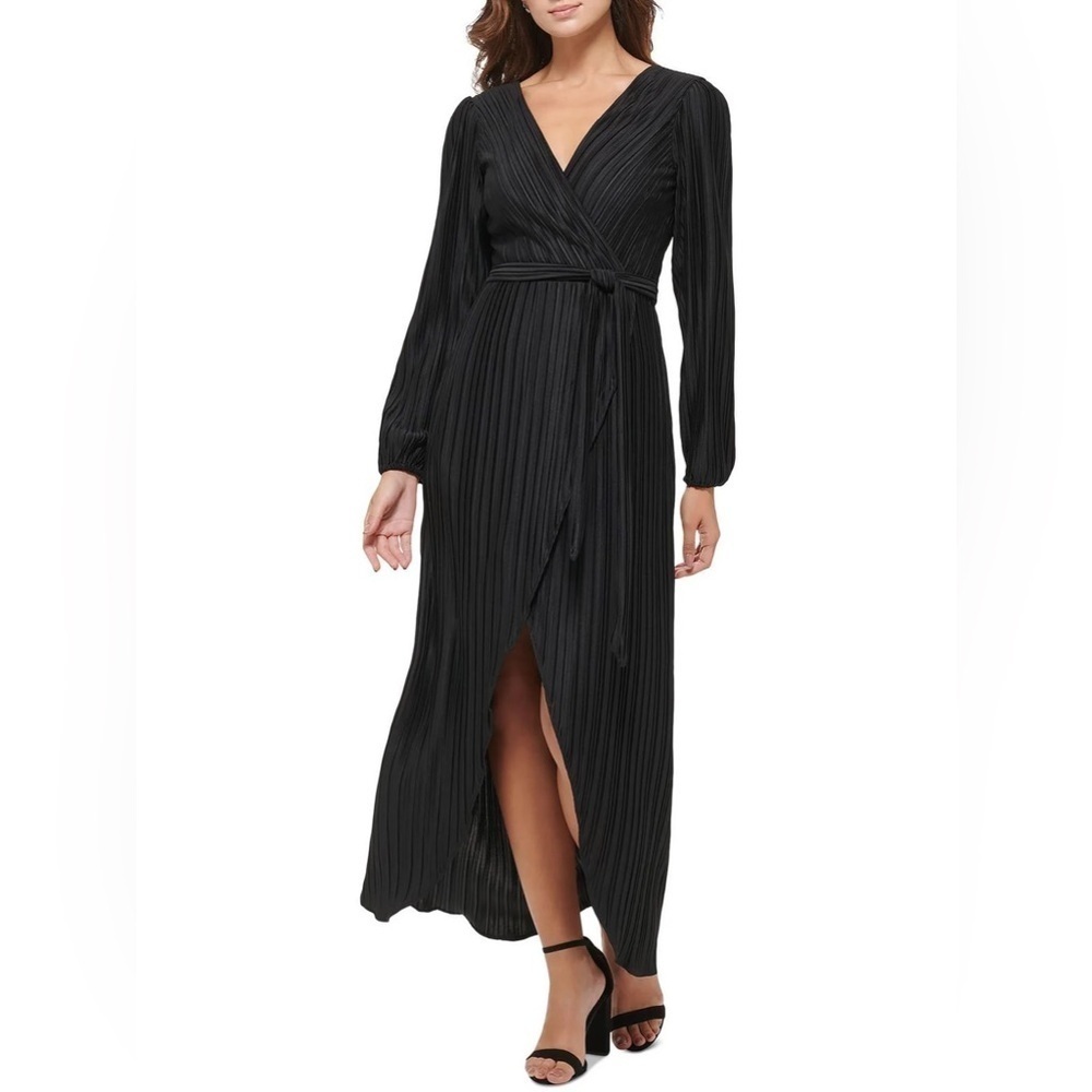 Guess Pleated Surplice Neckline Evening Dress